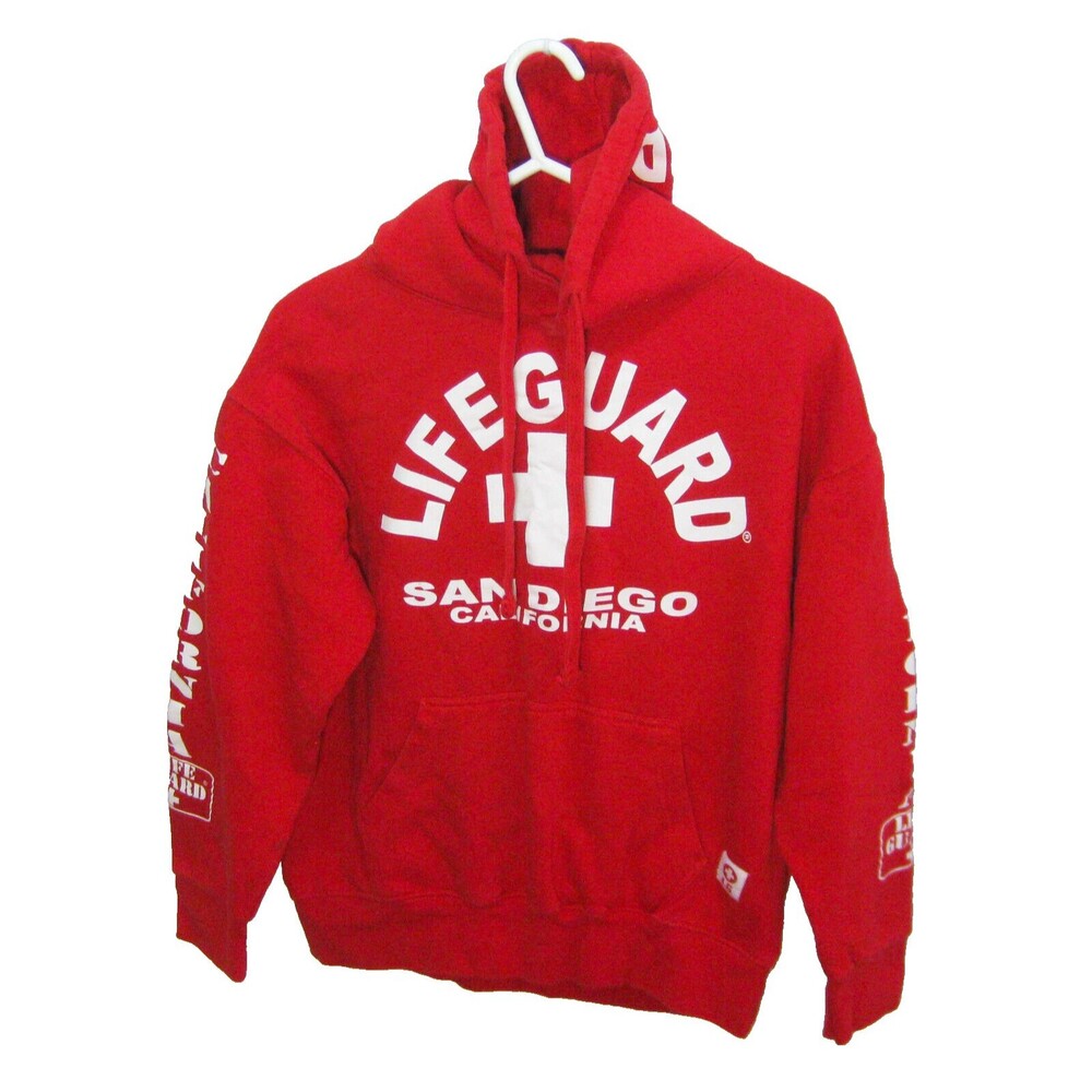 LIFEGUARD Womens (Size Medium) Red Hoodie Hooded Sweatshirt San Diego California